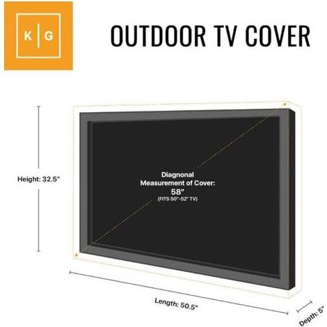 Ccykxa – Housse de protection pour téléviseur d'extérieur 50-52' – Étanche et durable – Poche télécommande – Compatible avec supports muraux (1/5)