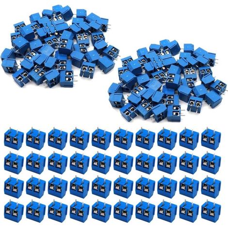 Bardusch 160 Pièces 2 Broches PCB Vis Connecteur, Bornier à Souder Bleu, 5mm Bornier à Vis de PCB Circuit Imprimé pour Arduino (1/5)
