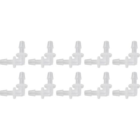 10 Stück Winkel-Schlauchverbinder 90 Grad L-Form Kunststofffittings mit gleichem Durchmesser 4,8 mm