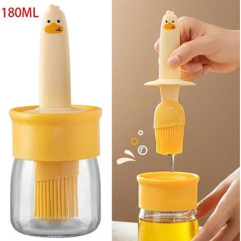 Pinceau Cuisine.pinceau à huile en silicone.pinceau à badigeonner.Boîte à huile en verre.distributeur d'huile d'olive.pour crêpes
