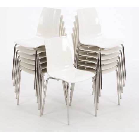 Lollipop Grand Soleil conjunto de 12 sillas con patas de acero - Blanco (1/5)