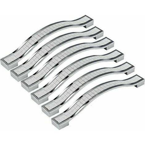 x 128 mm Kristall-Türgriff, Dekoration, Türknauf, Möbelknopf für Möbel, Schubladen, Schränke, Mülleimer, Kleiderschrank, Schrank, Silber (1/4)