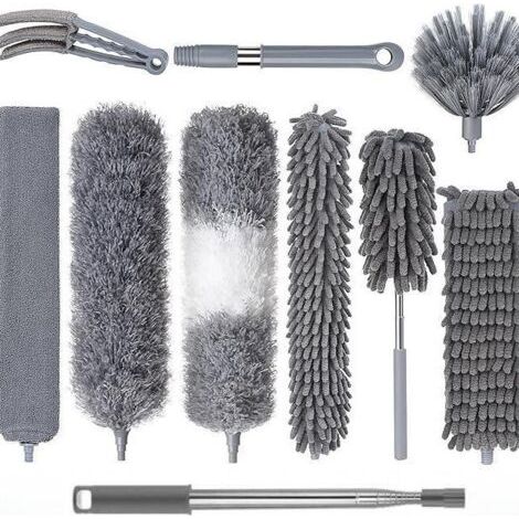Flexibler Kombinationsstaubwedel für große Höhen – ideal zum Reinigen von Wänden und Möbeln – 10-teiliges Set (1/4)