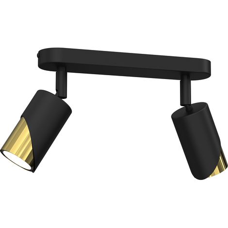 Réglette 2 spots orientables noir/or GU10 15W Shift