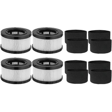Lot de 4 filtres HEPA DC5151H pour aspirateurs eau et poussière DEWALT DC5151H, DC515, DCV517 et DCV517B, avec 8 manchons filtrants en mousse.