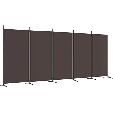 vidaXL Biombo divisor de 5 paneles de tela marrón 433x180 cm (1/2)