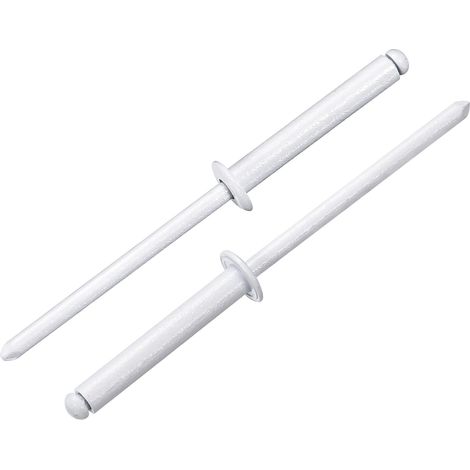 100 Pièces Rivets Aveugles en Aluminium 3.2 x 20 mm, Poignée En Aluminium Et Mandrin En Acier, Rivets Fendus À Tête Bombée pour Réparation Automobile, Meuble, Bricolage, Blanc (1/5)