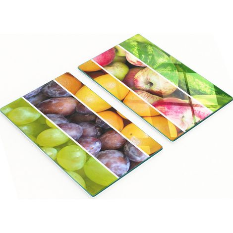 Planches décoratives multifonctionnelles de cuisine en verre trempé, motif fruits, 2 x 30 x 52 cm (1/5)