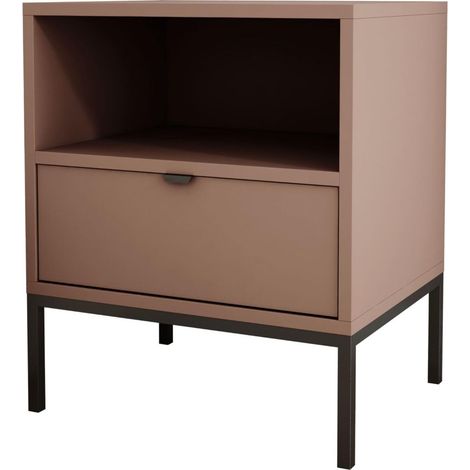 Comodino con cassetto e struttura, maniglia oro, colore CAJUN, 50 x 40 x 58 cm (1/5)