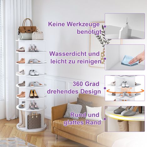 Schuhschrank, drehbar, 60 x 60 x 184 cm, altweiß (1/5)