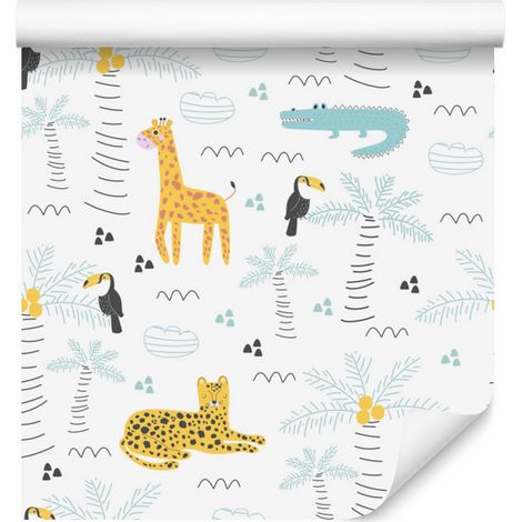 Papier peint Safari Animaux Arbres et Nature pour Salon et Chambre 50x1000 cm (1/5)