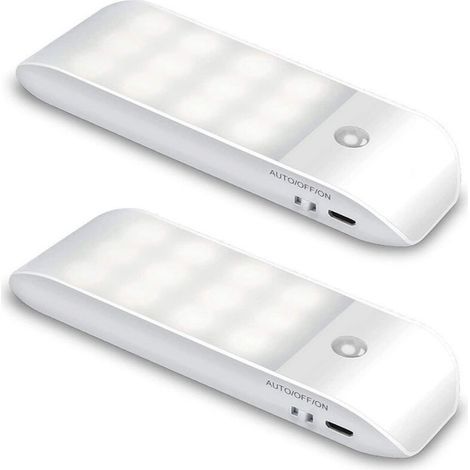 Lot de 2 lampes LED à détection de présence automatique, lumière jaune chaude, lampes murales magnétiques portables (1/3)
