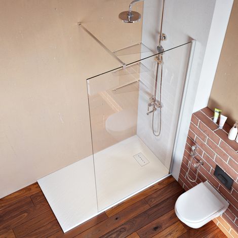 ELEGANT Frameless 700mm Walk in Shower Enclosure 6mm Tempered Glass Shower Door Screen Wet Room