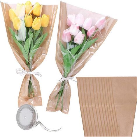 40 sachets en papier kraft pour emballer les fleurs, parfaits pour les bouquets, les anniversaires, les mariages et les cadeaux de fin d'études. (1/5)