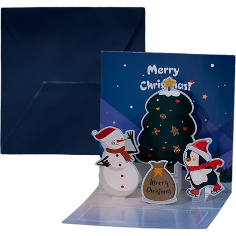 Carte Pop-up 3D Noël - Arbre De Noël En Relief - Pour Fêtes Et Cadeaux - Lot De 1 (1/5)