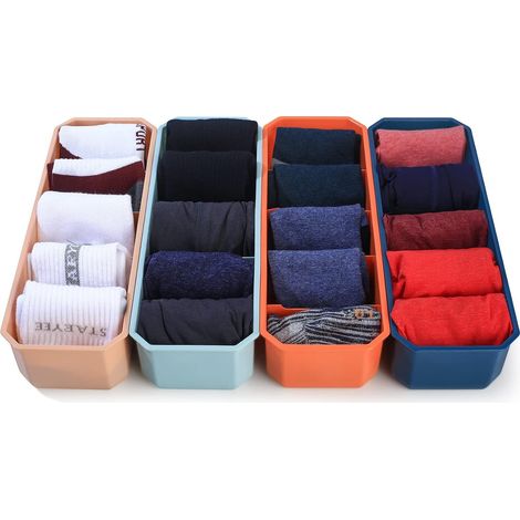 4-teilige Aufbewahrungsboxen für Unterwäsche und Socken, Schubladenorganizer für den Kleiderschrank, Schubladeneinteiler für Zuhause, BHs, Socken, Slips (1/5)