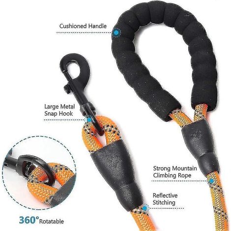 Cuir pour chien de haute qualité, 150 cm, poignée rembourrée confortable, coutures réfléchissantes en cuir d'entraînement (1/3)