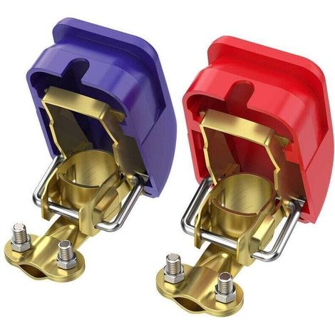 Lot de 2 Cosses Batterie Serrage Rapide, Libération Rapide 12V Cosse Batterie Bornes de Batterie Connecteurs, Coupe Batterie pour Bateau/Camion/Voiture/Van, (1/4)