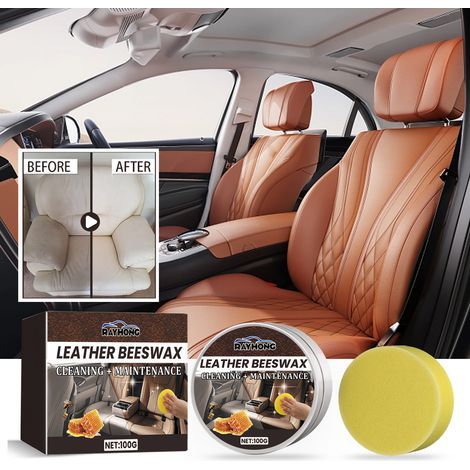 Crème d'entretien pour cuir automobile, idéale pour les sièges et canapés en cuir abîmés - 100 g + 1 éponge -- DTEKGAZ (1/5)