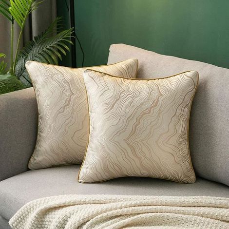Fodere per cuscini - Set da 2 - Beige - Raso di alta qualità - 45 x 45 cm (1/4)