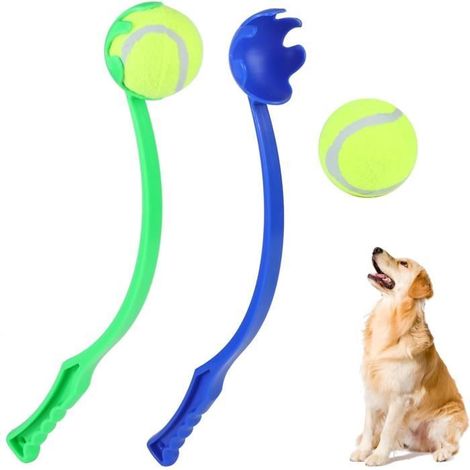 Lanceur de Balle pour Chien - Jeu de Lancer Bleu et Vert pour Animaux de Compagnie (1/4)