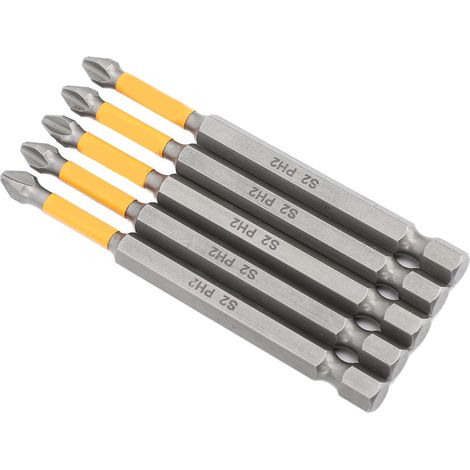 Lot de 5 embouts de vissage cruciformes magnétiques pour visseuse à chocs, en acier alliage S2, outillage professionnel de quincaillerie (1/5)