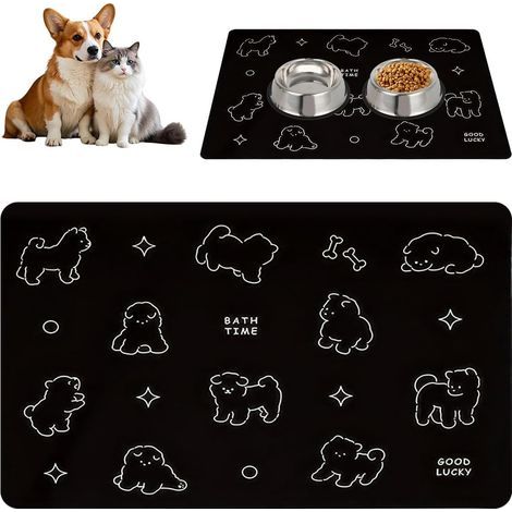 Super Absorbant Lavable Tapis Chat Gamelle, 60 x 40 cm Tapis Nourriture Chat à Séchage Rapide, Tapis Gamelle Chien Imperméable et Antidérapant, Tapis Gamelle Chien Terre de Diatomée, Nettoyage Facile (1/5)