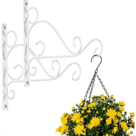 MINKUROW Parts Blumenampel-Halter, Metall-Pflanzenhalter, Eisen-Wandlaternenhalter, Garten-Hängehaken zum Aufhängen von Vogelhaus-Laternen, Outdoor-Deko-Haken weiß (1/5)