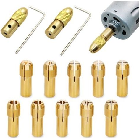 14 Pièces Petite Perceuse Électrique Bit Collet, Mini Pinces de Serrage en Laiton, Laiton Perceuse Mandrin, Précision 0.5-3.2mm Convient Outils Rotatifs Électrique Meulage Perceuse (1/5)