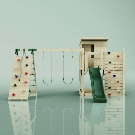 PolarPlay Spielturm Frida aus Holz in GrünKinderschaukel