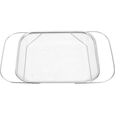 Filtro per lavello in acciaio inox con manici, a maglia fine, estensibile, rettangolare, colore argento. (1/5)