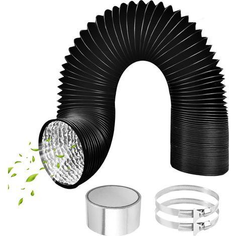 1 Tuyau Flexible 80mm, Tube Aluminium 3m, Colliers Serrage, Ruban Adhésif, Ventilation Séche Linge (1/5)