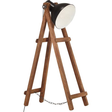 Lampadaire Noir E27 Bois de manguier massif (1/5)
