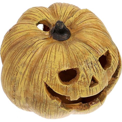 Reptile Tank Decorative Cave Pumpkin Design Reptile Hideout Resin Hide Cave Decoration (1/5)