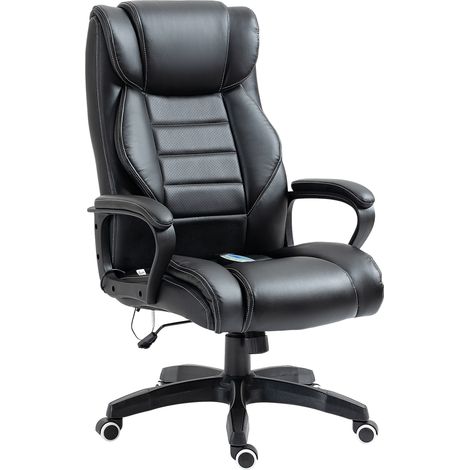 Fauteuil de bureau massant réglable en hauteur, siège ergonomique pivotant, 6 points de vibration, noir (1/5)