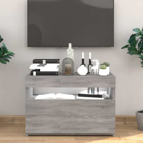Meuble TV avec lumières LED, Banc TV, Support de Télévision, Meuble TV de salon Sonoma gris 60x35x40 cm YHJ17487 (1/5)
