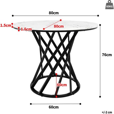 Ensemble Table à Manger - Table Ronde 80 cm Marbre - 4 Chaises Velours - Design Moderne - Confort Optimal (1/2)
