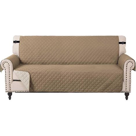 Filiyano-Housse de canapé imperméable, housse de canapé avec accoudoirs, protection pour canapé, housse de canapé pour chats et chiens, kaki 281 x 190 (1/3)
