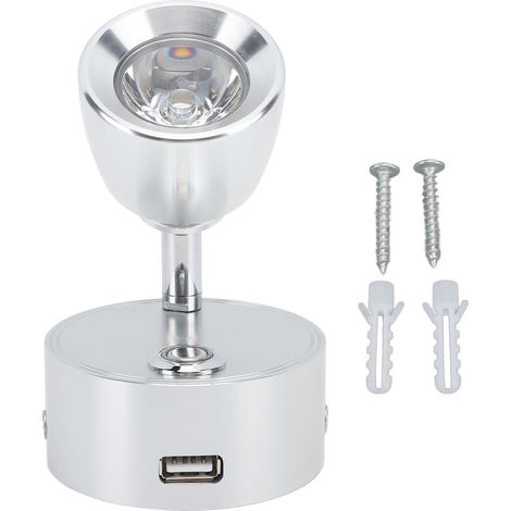 Lampe de lecture RV LED intérieure, lampe de chevet pour bateau yacht USB rechargeable, tactile réglable, DC12 à 24V, argent (1/5)