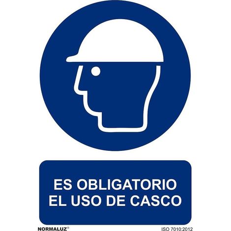 Panneau Utilisation Obligatoire ''es Obligatorio El Uso De Casco'' (pvc 0.7mm) 30x40cm (1/5)