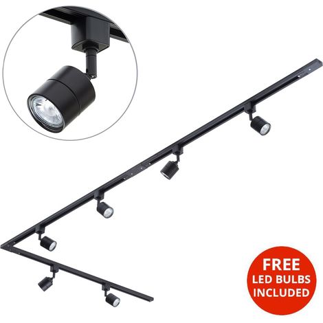 Litecraft 3M L Shape Track Light With 6 Soho Fixture & LED Bulbs - Black (1/3)