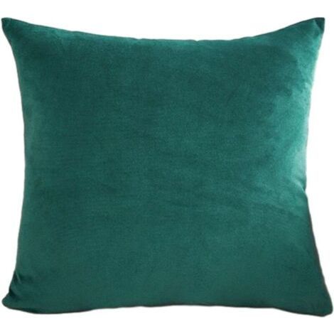Lot de 2 housses de coussin en velours – Vert foncé – Dimensions 45 × 45 cm (1/5)