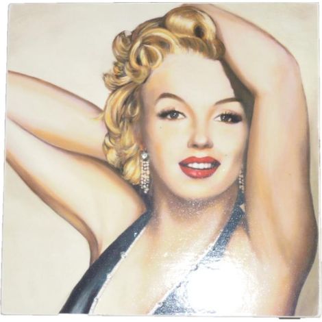 Quadretto Quadro da parete con strass Marilyn Monroe 14 x 14 cm (1/2)