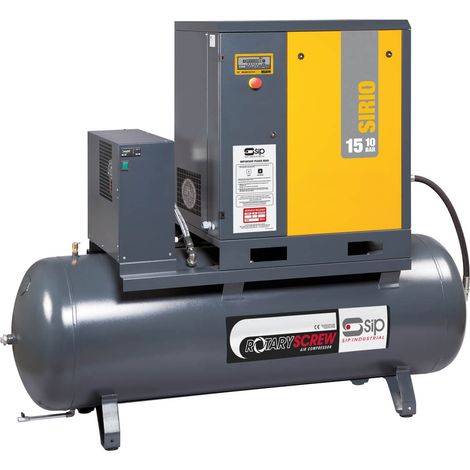 SIP RS15-10-500BD/RD 500ltr Rotary Screw Compressor with Dryer - L80 x W206.5 x H185 cm