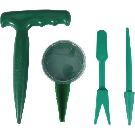 Kit Outils de Jardinage 4 Pièces Plantoir en Plastique Distributeur de Semis Perforateur Outil de Coupe pour Transplantation Plantes Jardin Balcon Mini Jardin (1/5)