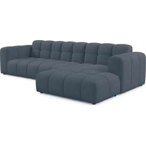 Selsey Boloon - Ecksofa L-Form, 3-Sitzer, Samt Hellblau, 300 cm (1/4)