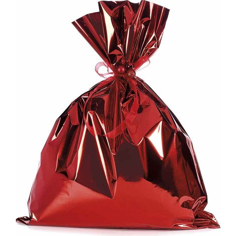 Sachets cadeaux métallisés rouge brillant, idéals pour emballages cadeaux, lot de 50, 45 x H. 60 cm