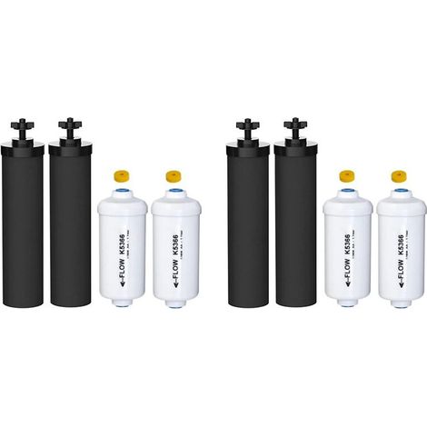 Filtros de agua de fluoruro de repuesto (4 unidades) para BB9-2 y 4 PF-2, compatibles con el sistema de filtración de agua por gravedad Berkey, color negro.