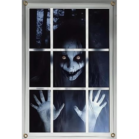 Décoration de Porte Halloween Effrayante – Décor Fenêtre Intérieur, Accessoires Jardin (1/5)