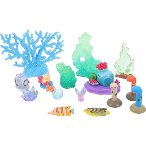Décorations en résine représentant des animaux marins, décor miniature pour la construction de scènes, ensemble de maquettes miniatures sous-marines pour aquarium (15 pièces) (1/5)